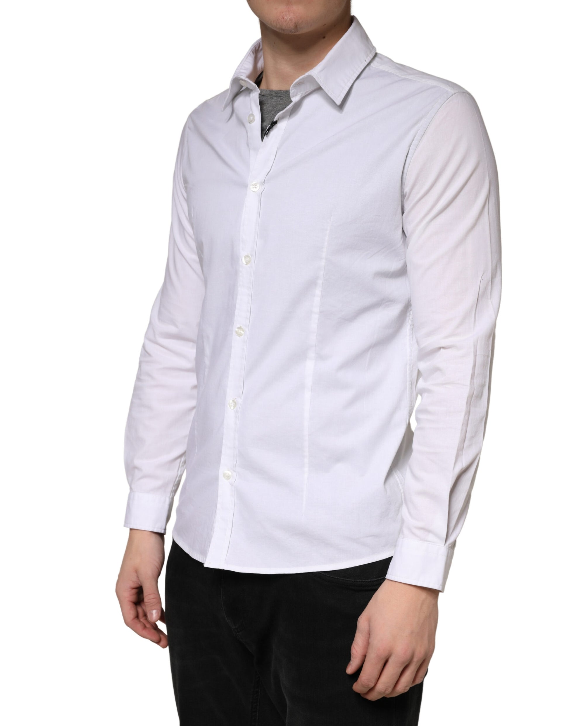 Daniele Alessandrini White Long Sleeves Dress Men Shirt