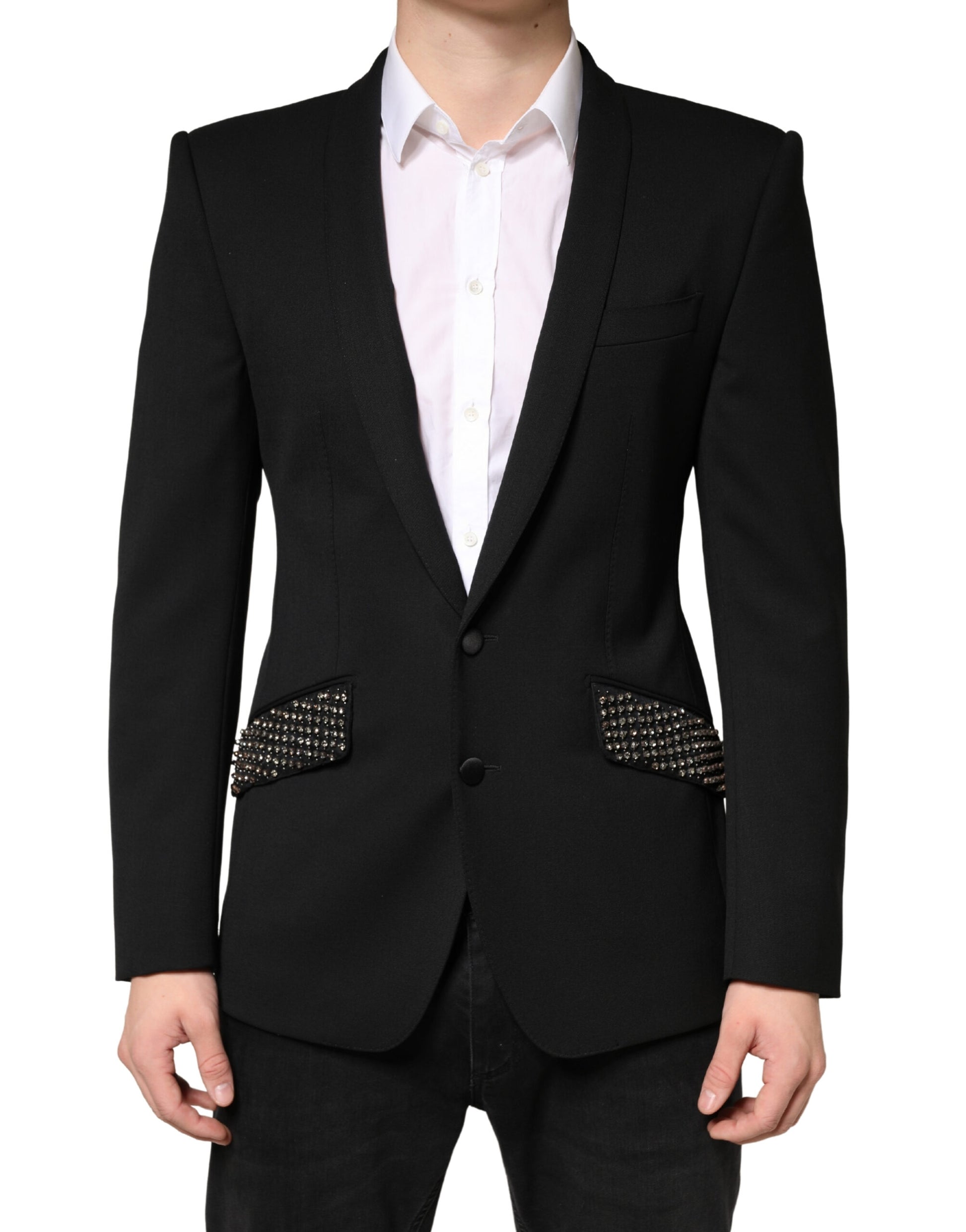 Dolce & Gabbana Black Embellished Single Breasted Blazer
