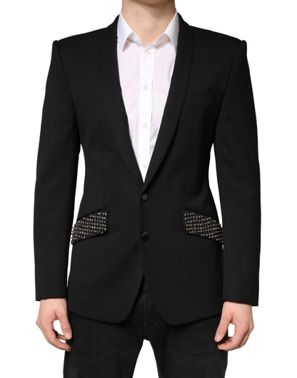 Dolce & Gabbana Black Embellished Single Breasted Blazer