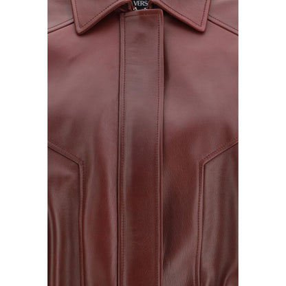 Versace Bordeaux Leather Jacket