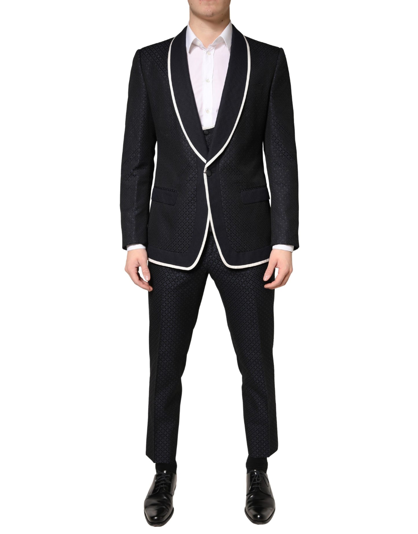 Dolce & Gabbana Black White Single Breasted SICILIA Men 3 Piece Suit