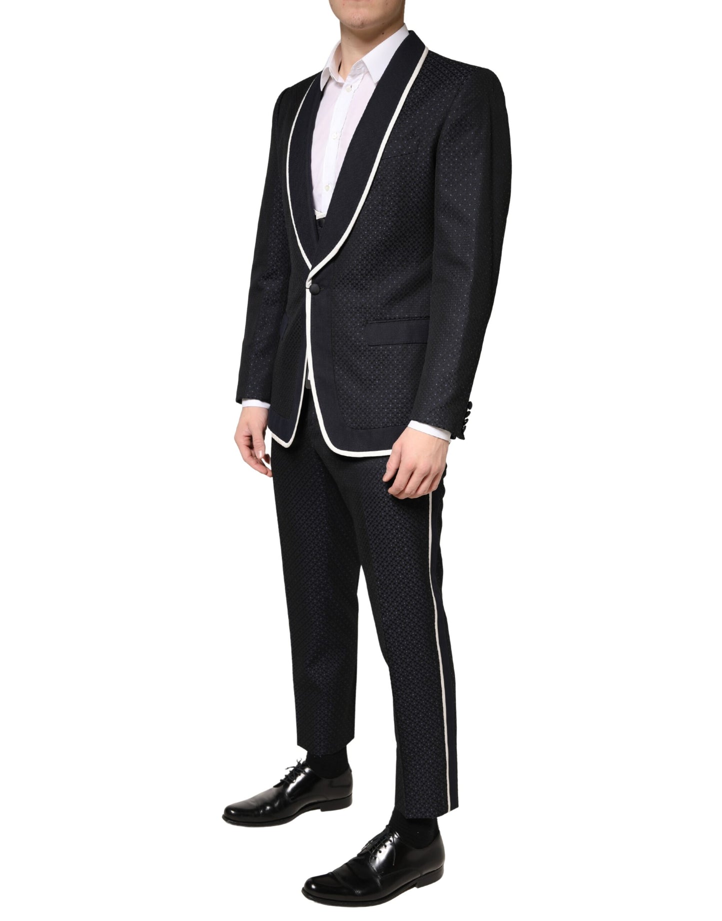 Dolce & Gabbana Black White Single Breasted SICILIA Men 3 Piece Suit
