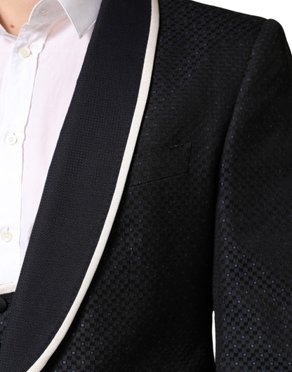 Dolce & Gabbana Black White Single Breasted SICILIA Men 3 Piece Suit