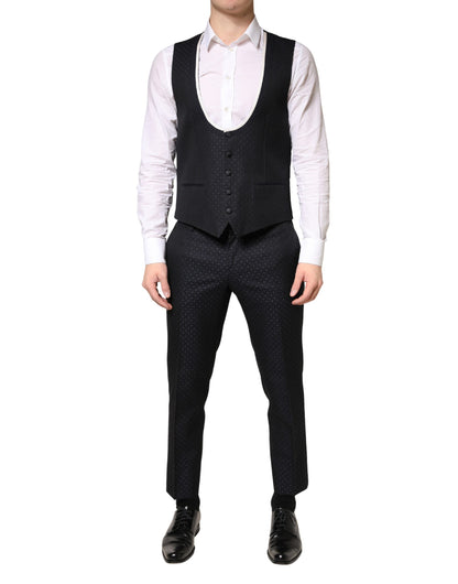 Dolce & Gabbana Black White Single Breasted SICILIA Men 3 Piece Suit