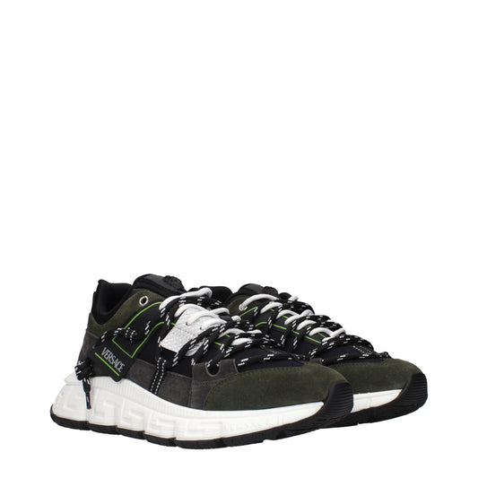 Versace Gray Leather Sneakers