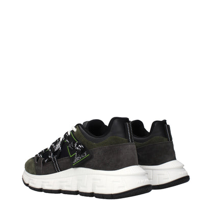 Versace Gray Leather Sneakers