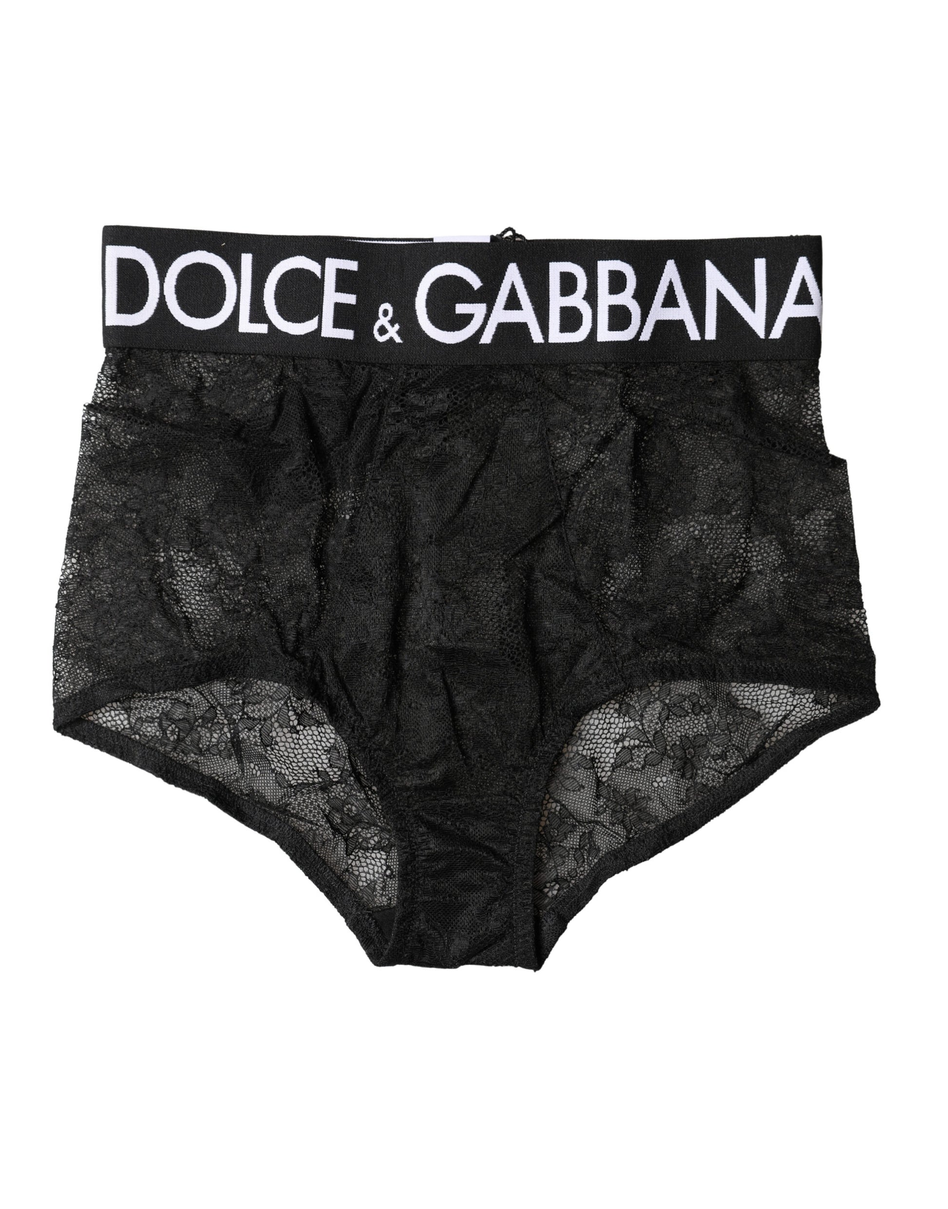 Dolce & Gabbana Black Logo Girdle High Waist Panty Underwear