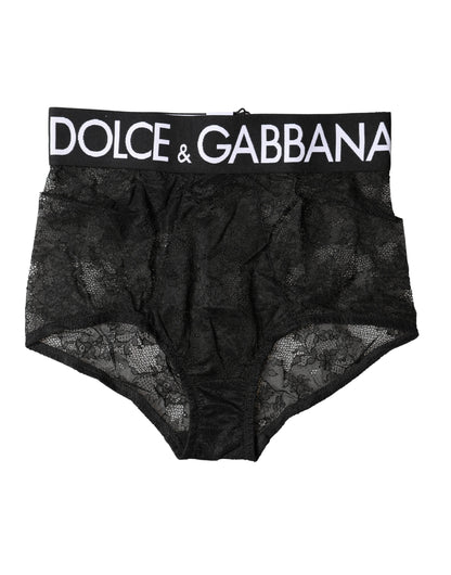 Dolce & Gabbana Black Logo Girdle High Waist Panty Underwear