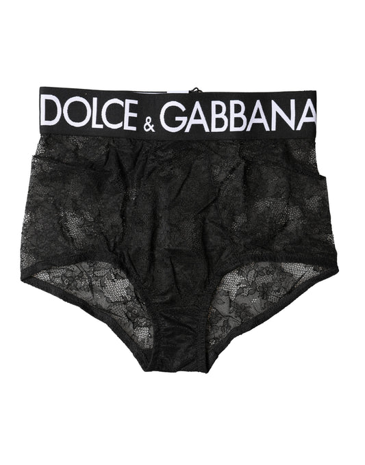 Dolce & Gabbana Black Logo Girdle High Waist Panty Underwear