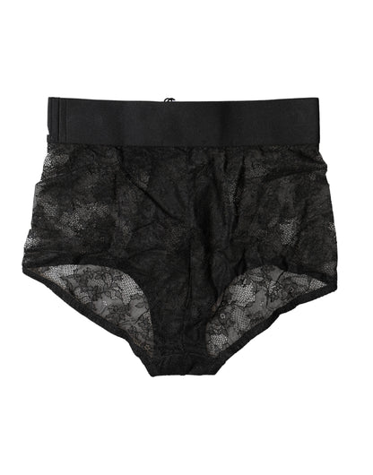 Dolce & Gabbana Black Logo Girdle High Waist Panty Underwear