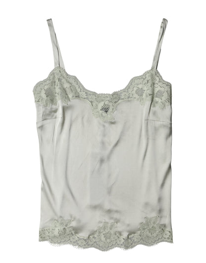Dolce & Gabbana Light Green Floral Lace Lingerie Top Underwear