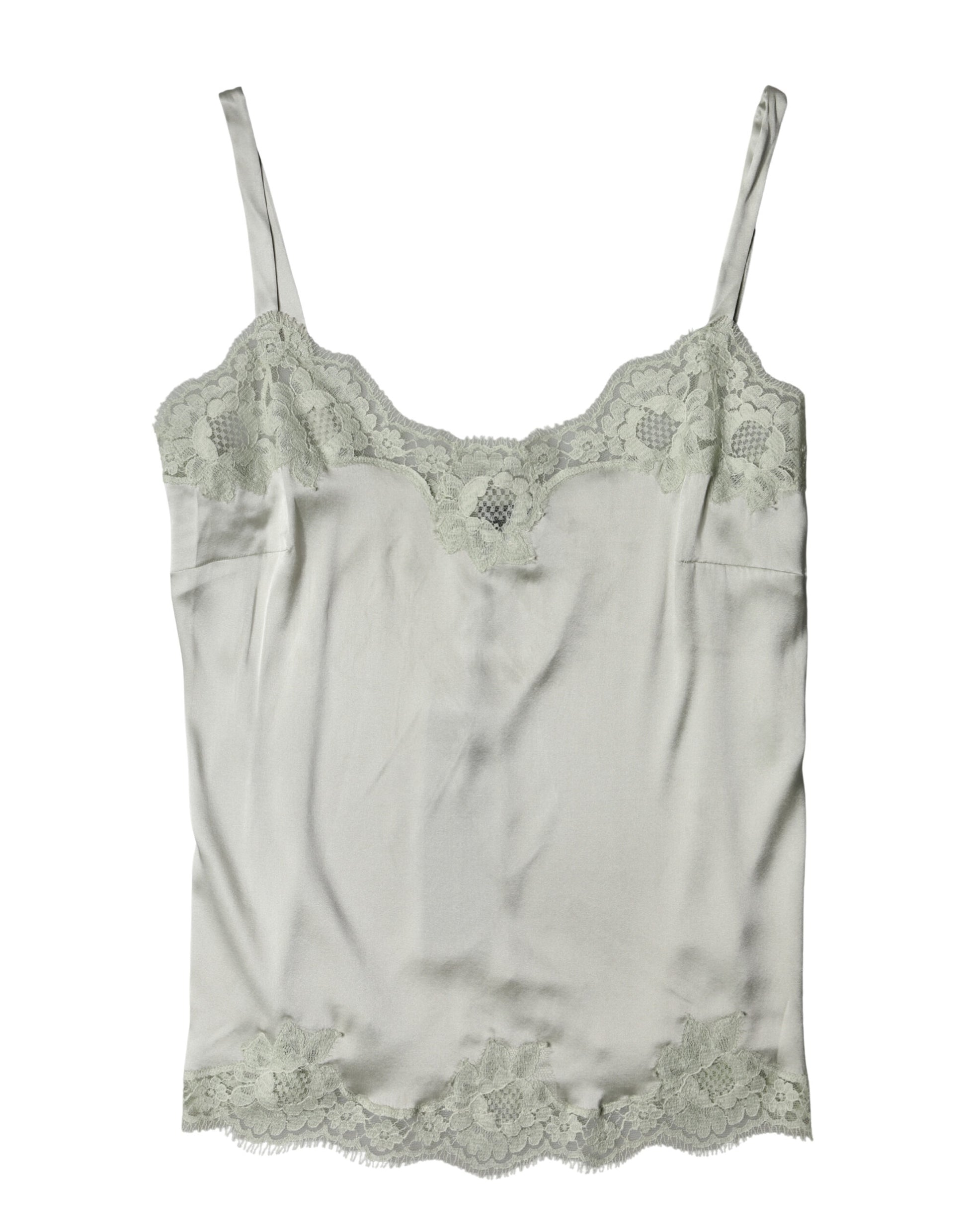 Dolce & Gabbana Light Green Floral Lace Lingerie Top Underwear