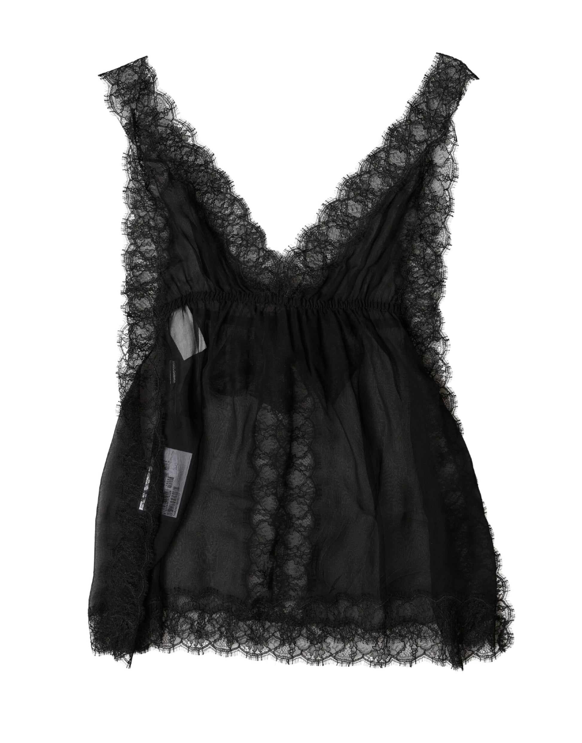 Dolce & Gabbana Black Silk Floral Lace Lingerie Top Underwear