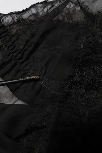 Dolce & Gabbana Black Silk Floral Lace Lingerie Top Underwear