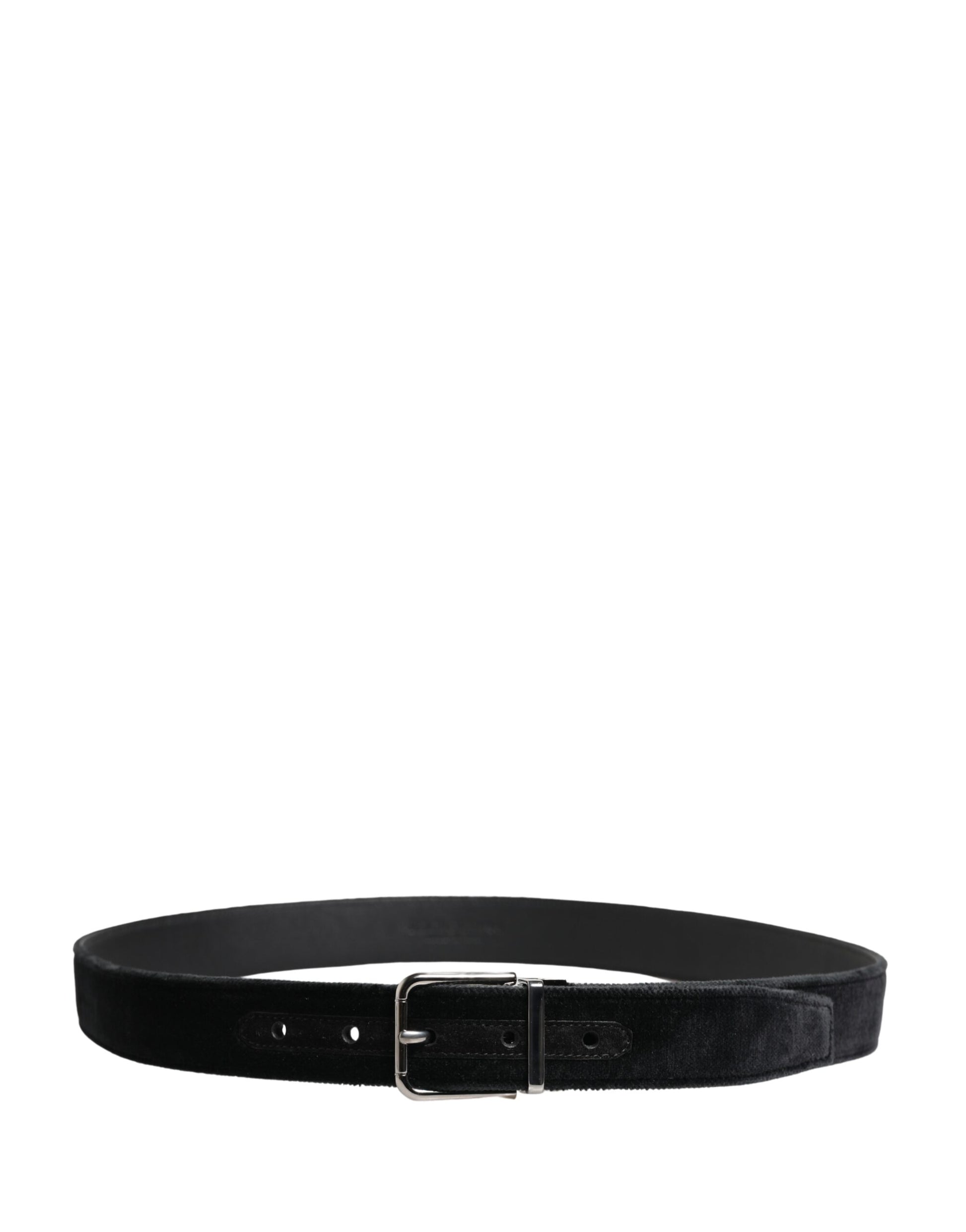 Dolce & Gabbana Black Suede Silver Tone Metal Buckle Men Belt