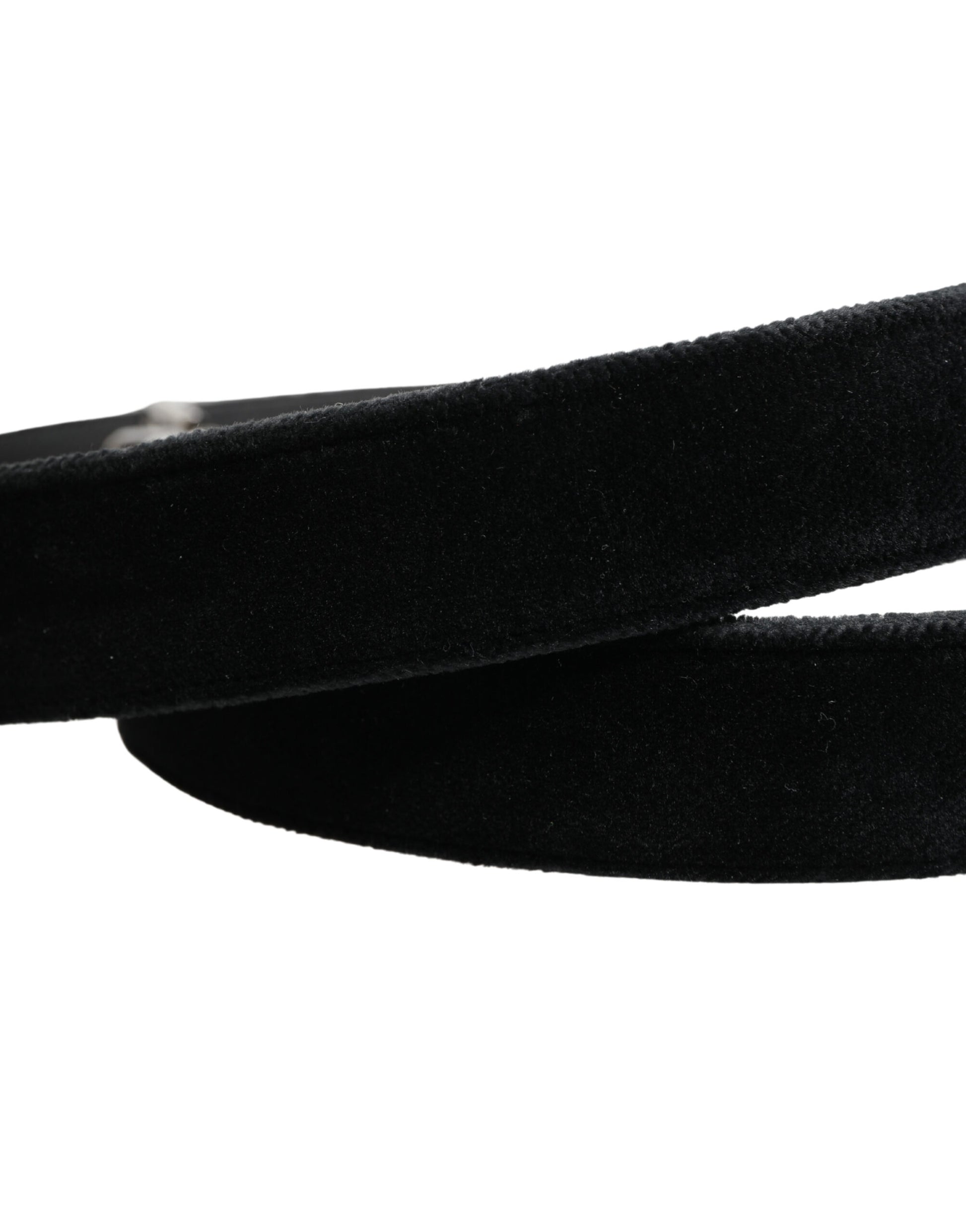 Dolce & Gabbana Black Suede Silver Tone Metal Buckle Men Belt