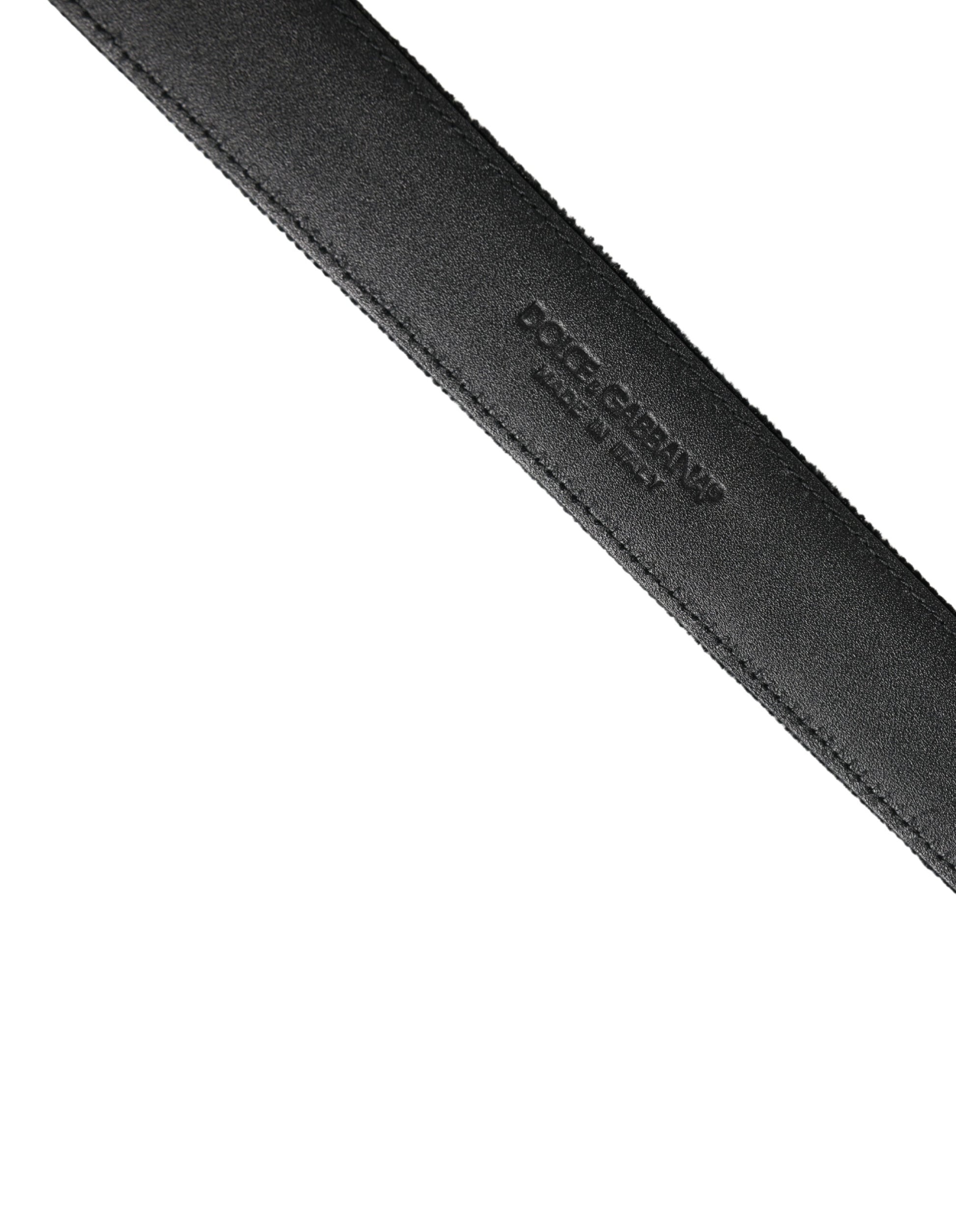 Dolce & Gabbana Black Suede Silver Tone Metal Buckle Men Belt