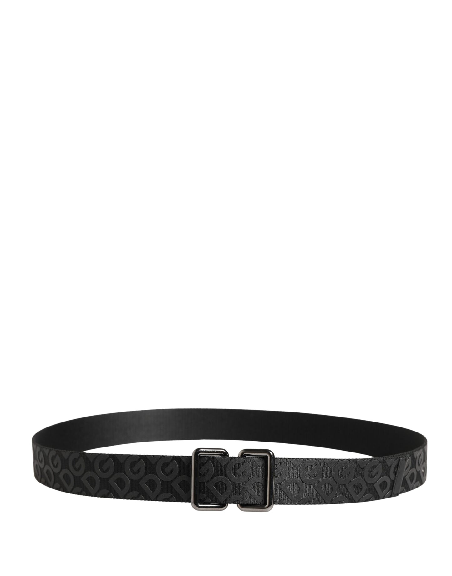 Dolce & Gabbana Black Logo Monogram Silver Metal Buckle Belt