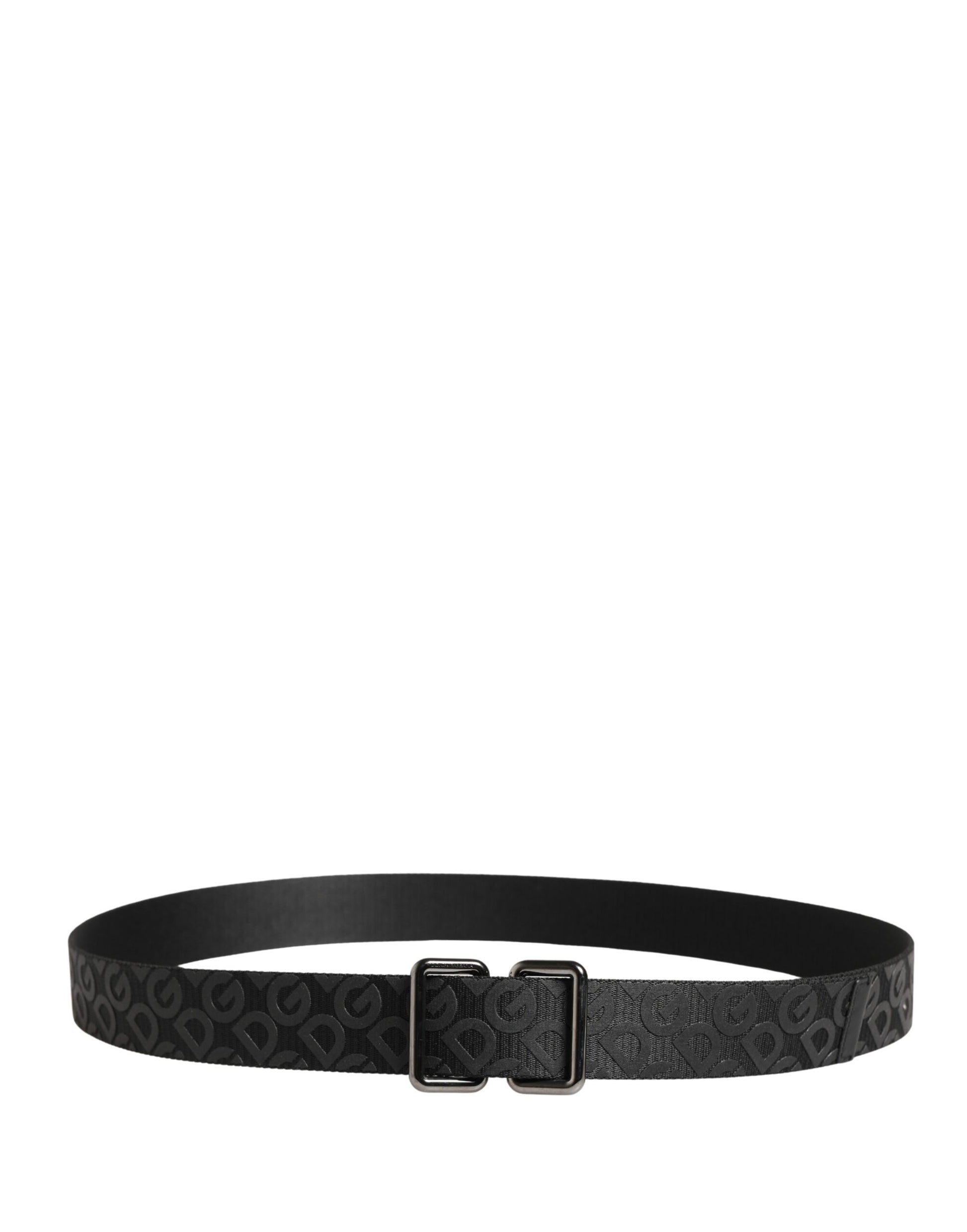 Dolce & Gabbana Black Logo Monogram Silver Metal Buckle Belt