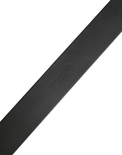 Dolce & Gabbana Black Calf Leather Silver Metal Buckle Belt