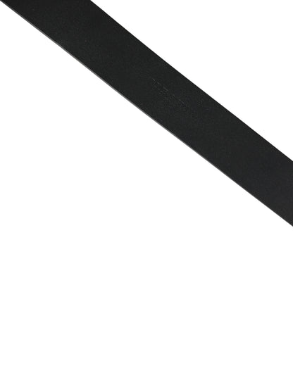 Dolce & Gabbana Black Calf Leather Gold Metal Buckle  Belt