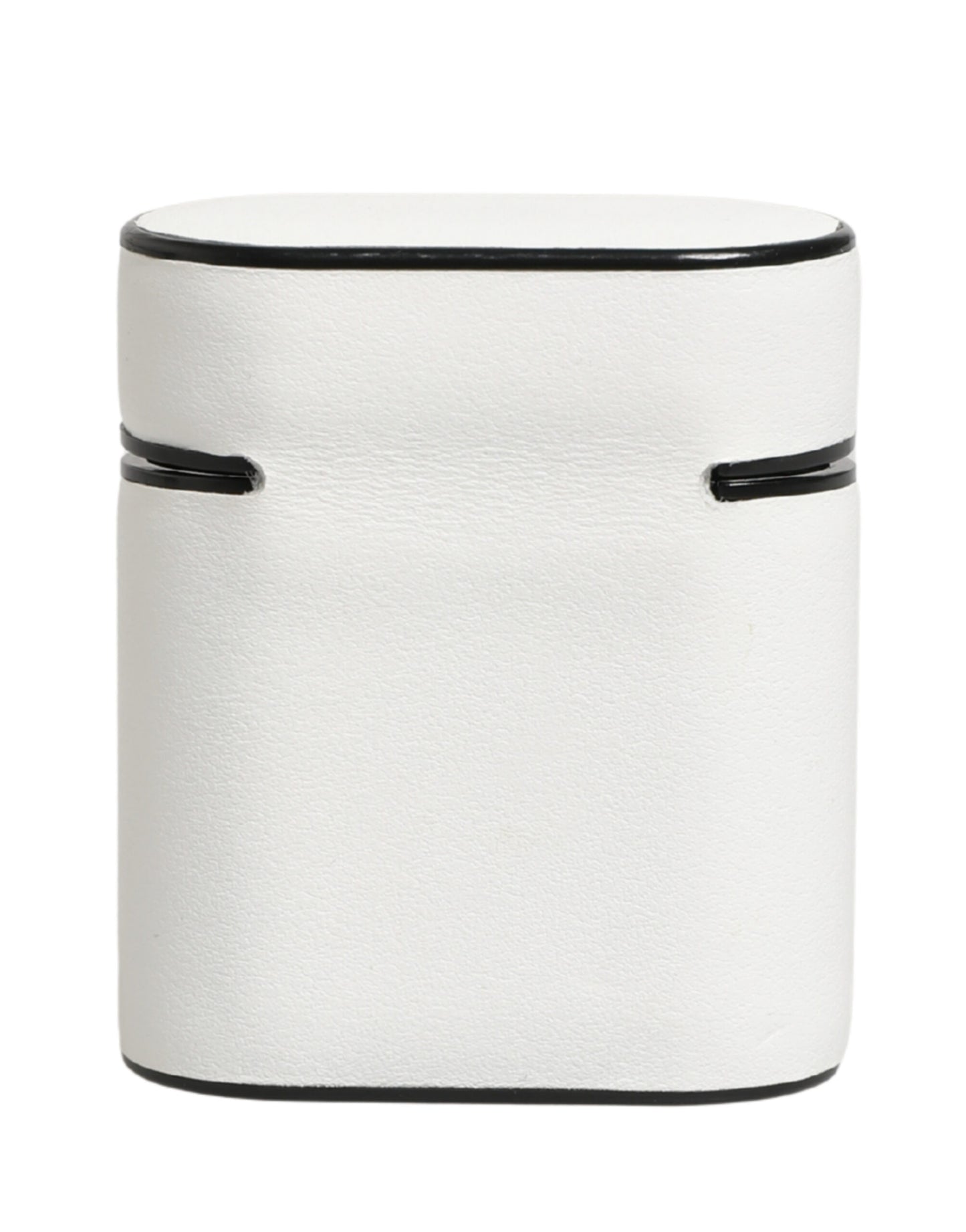 Dolce & Gabbana White Calf Leather Logo Print Flip Holder  Airpods Case