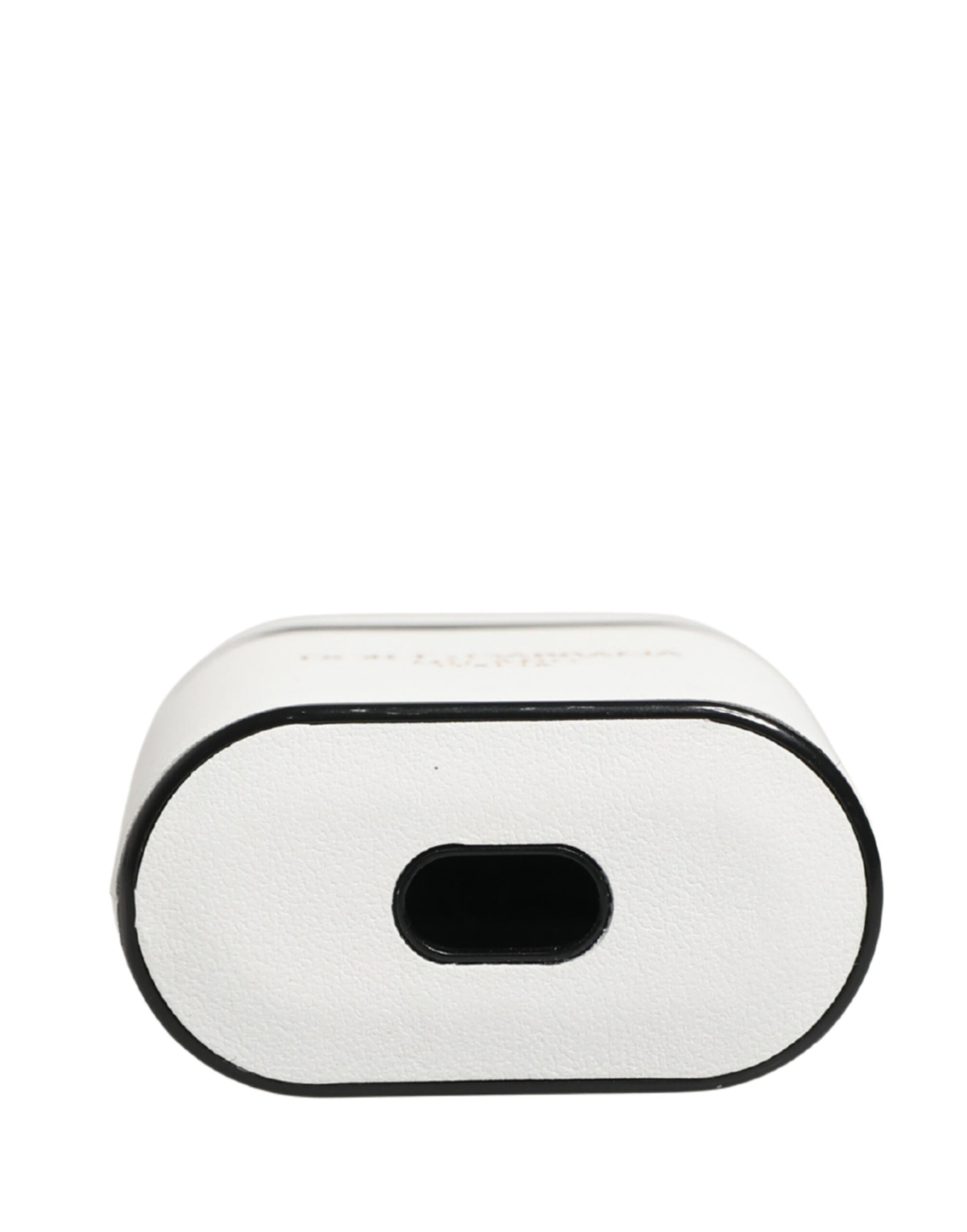 Dolce & Gabbana White Calf Leather Logo Print Flip Holder  Airpods Case