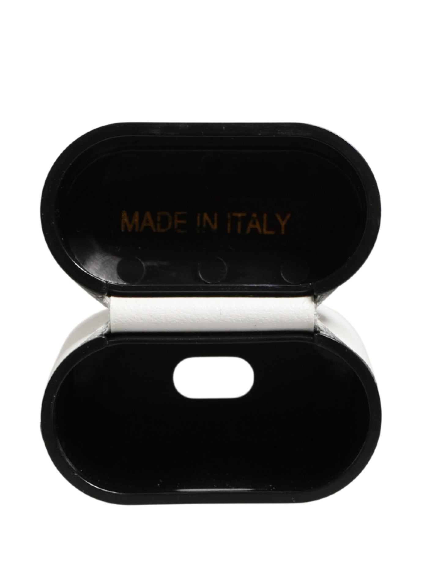 Dolce & Gabbana White Calf Leather Logo Print Flip Holder  Airpods Case