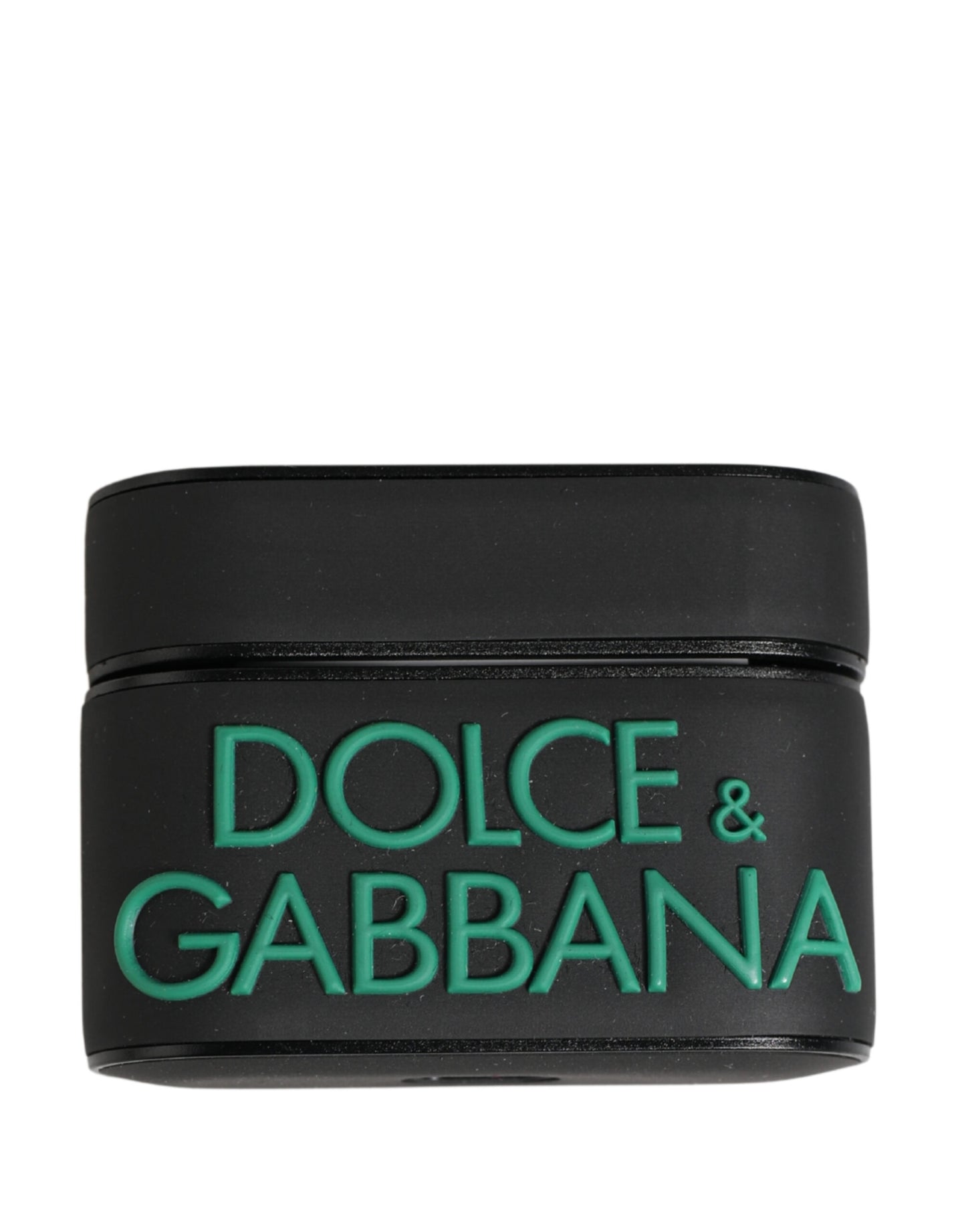 Dolce & Gabbana Black PVC Embossed Logo Flip Holder Women Airpods Case