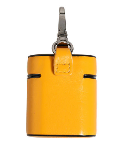 Dolce & Gabbana Case Yellow Calf Leather Logo Flip Holder Strap Airpods