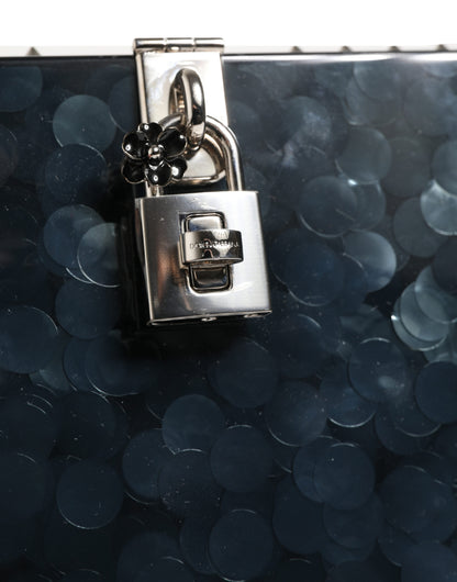 Dolce & Gabbana Black Acrylic Plexiglass Studded DOLCE BOX Clutch Bag