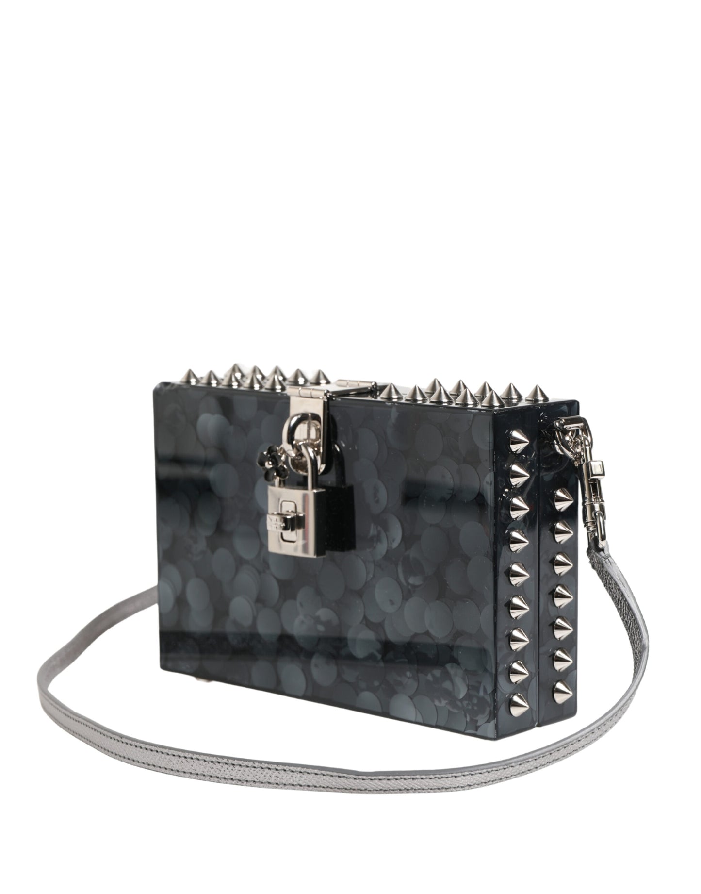 Dolce & Gabbana Black Acrylic Plexiglass Studded DOLCE BOX Clutch Bag