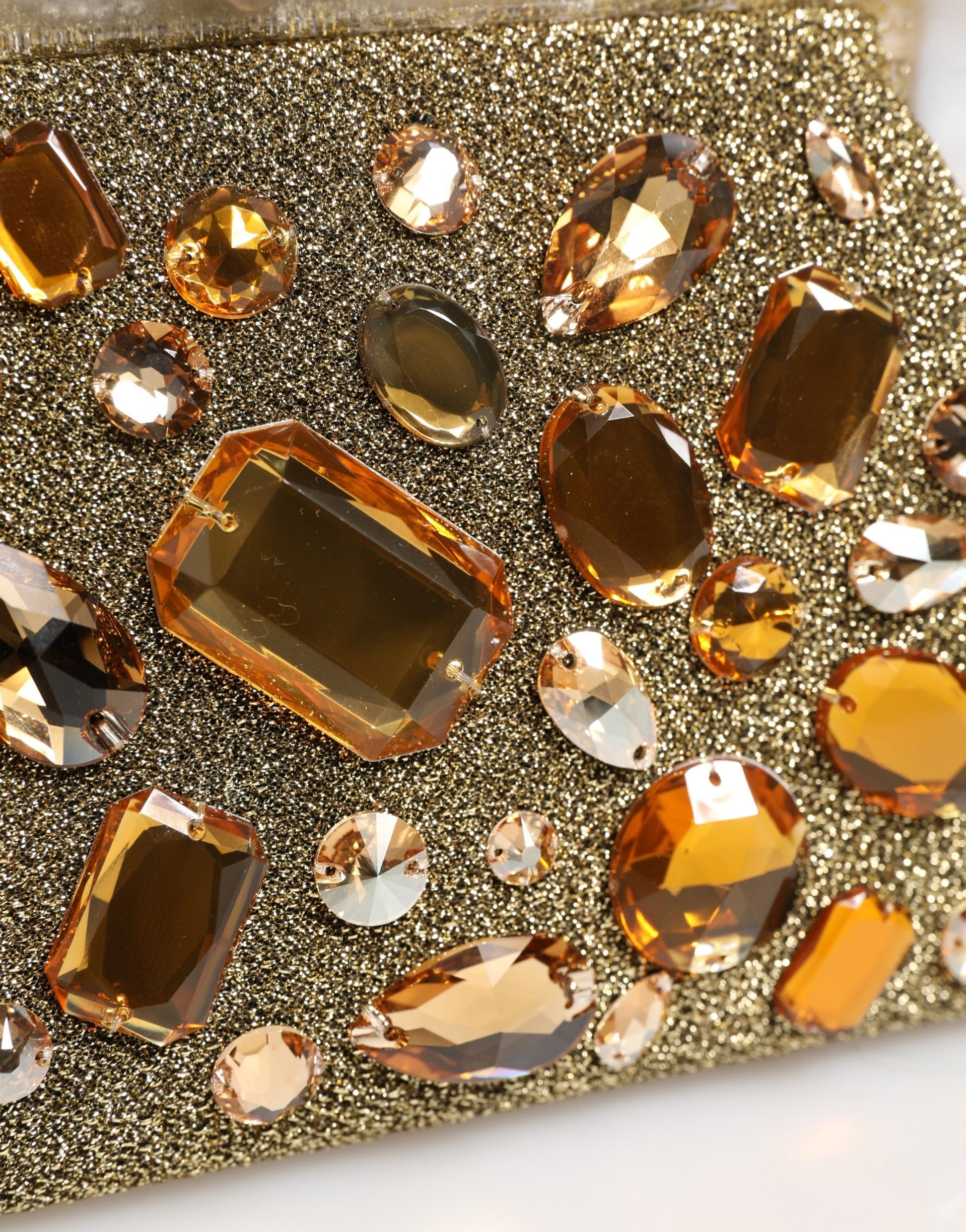 Dolce & Gabbana Gold Vanda Crystal Evening Clutch Shoulder Handbag  Bag