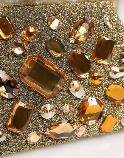 Dolce & Gabbana Gold Vanda Crystal Evening Clutch Shoulder Handbag  Bag