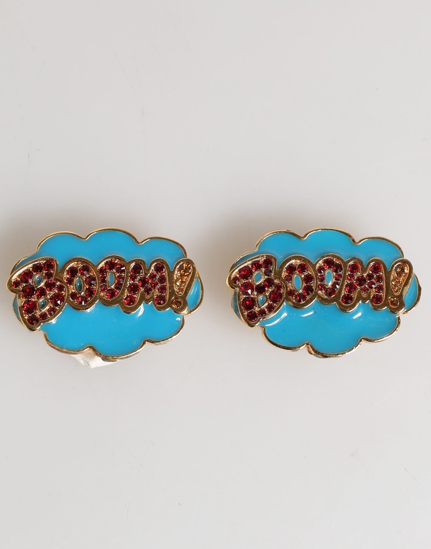 Dolce & Gabbana Gold Brass BOOM Cartoon Crystal Clip-On Women