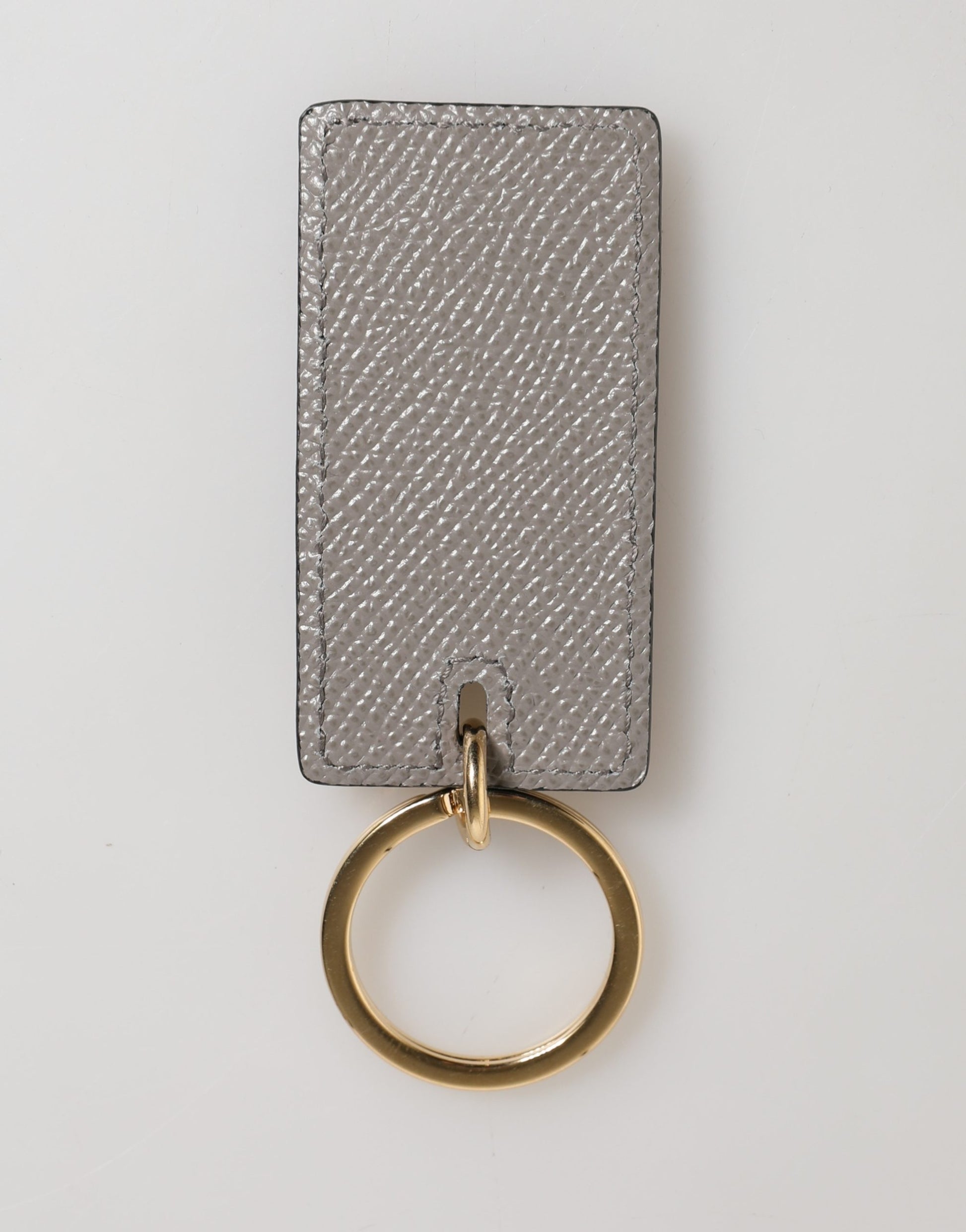 Dolce & Gabbana Gray Calf Leather D&G Logo Metal Ring Keyring Keychain