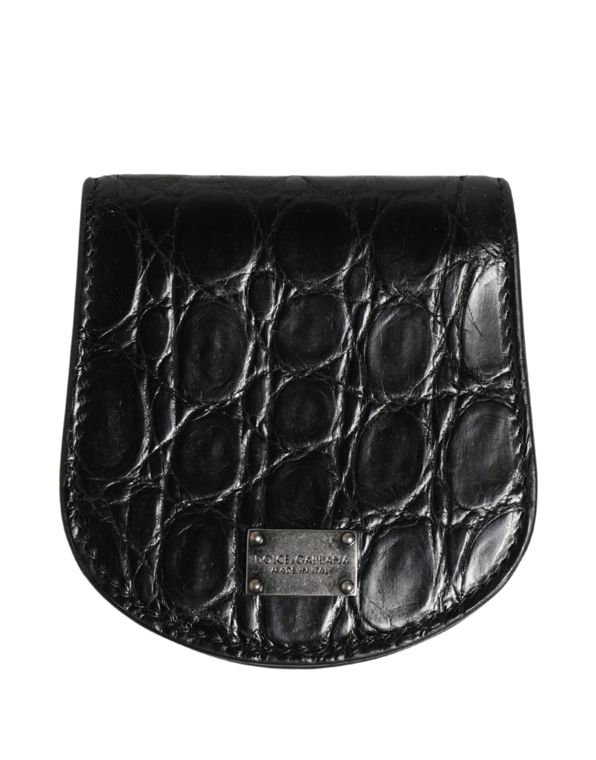 Dolce & Gabbana Black Exotic Skin Condom Case Holder Pocket Wallet