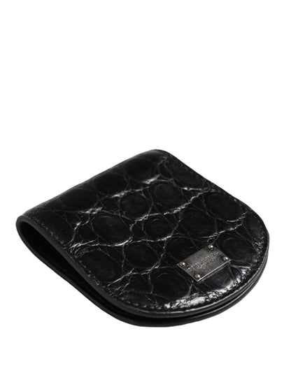 Dolce & Gabbana Black Exotic Skin Condom Case Holder Pocket Wallet