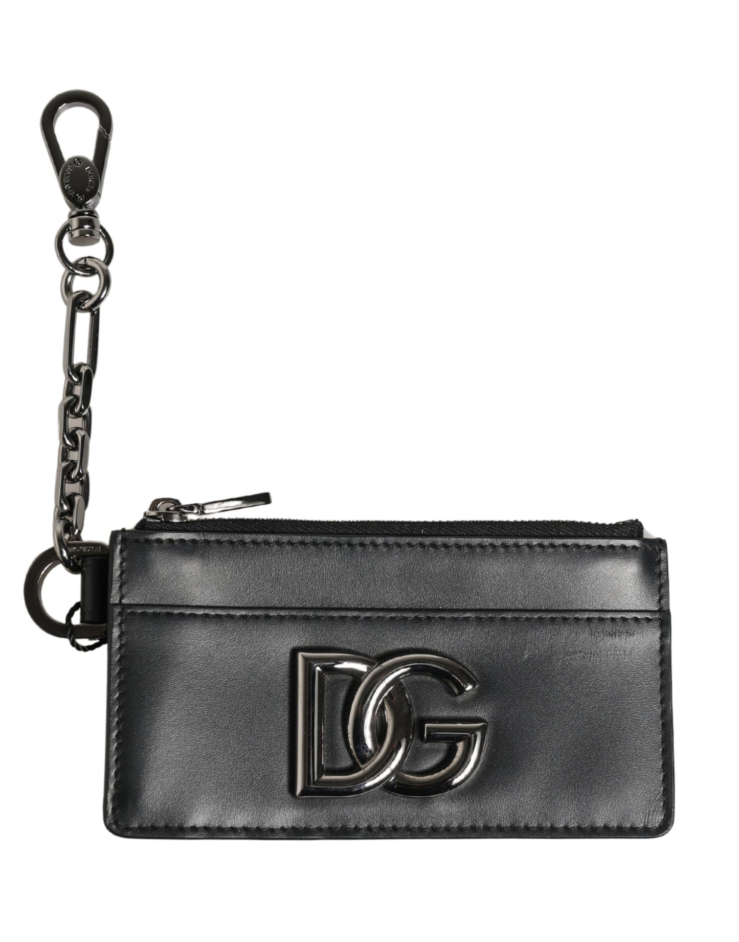 Dolce & Gabbana Black Calfskin Leather DG Logo Card Holder Women Wallet
