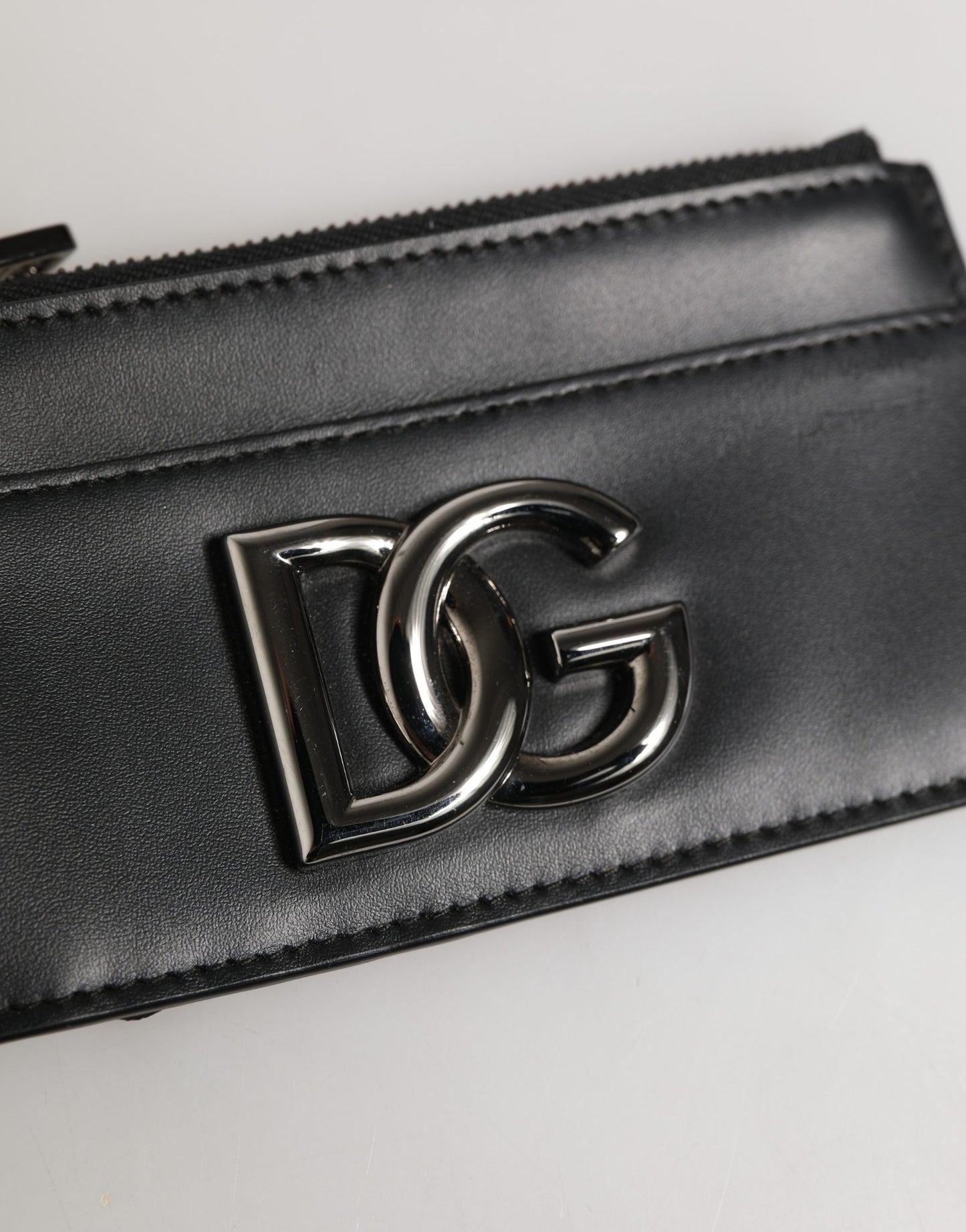 Dolce & Gabbana Black Calfskin Leather DG Logo Card Holder Women Wallet