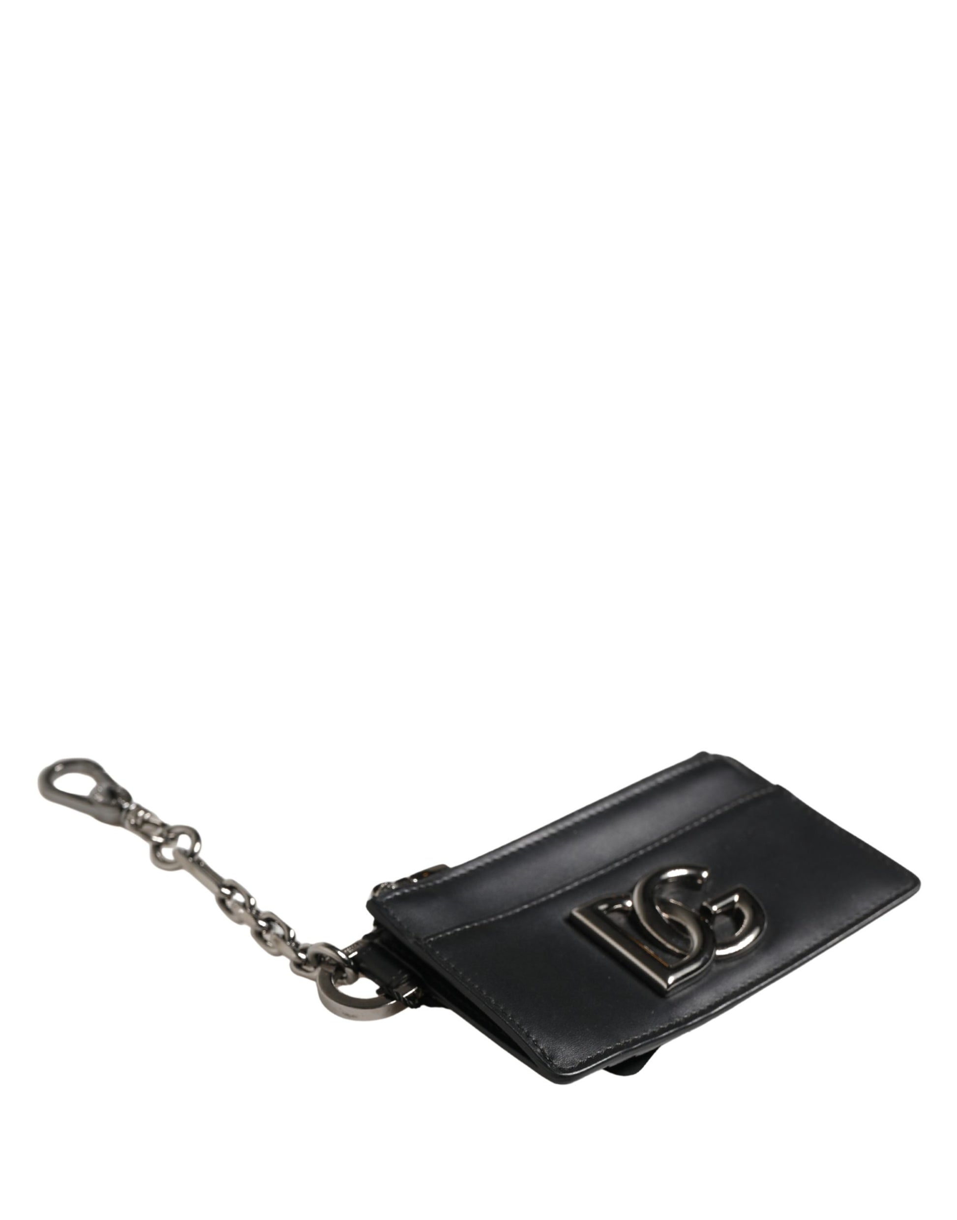 Dolce & Gabbana Black Calfskin Leather DG Logo Card Holder Women Wallet