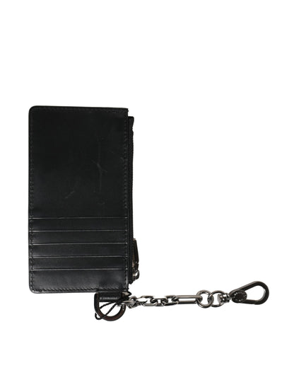 Dolce & Gabbana Black Calfskin Leather DG Logo Card Holder Women Wallet