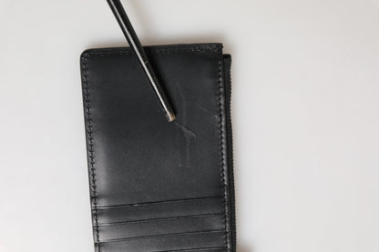 Dolce & Gabbana Black Calfskin Leather DG Logo Card Holder Women Wallet