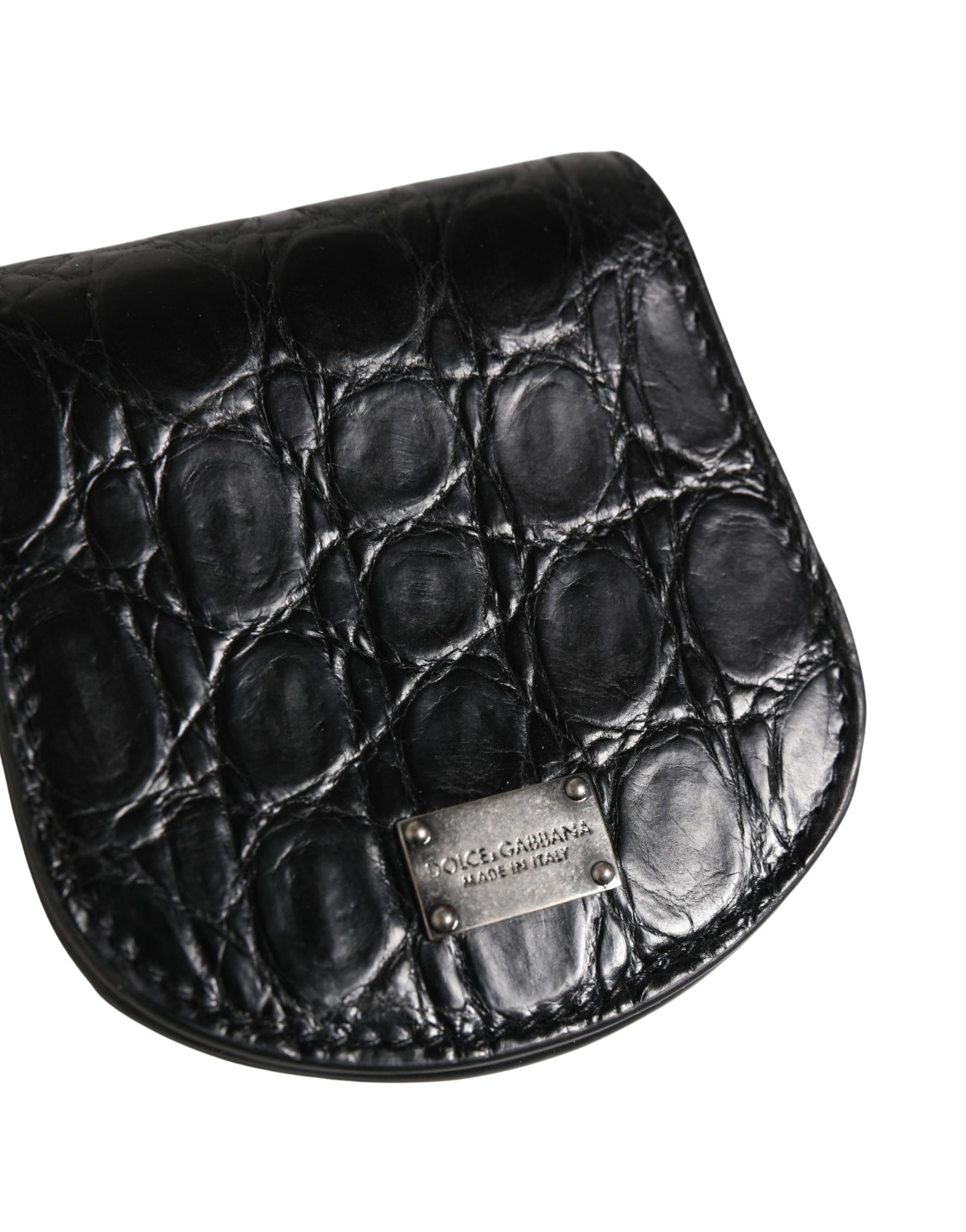 Dolce & Gabbana Black Exotic Skin Condom Case Holder Pocket Wallet