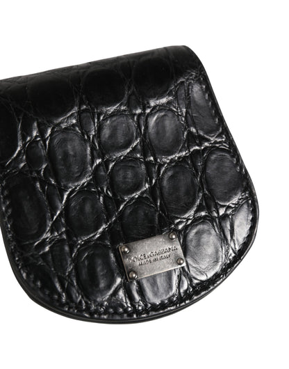 Dolce & Gabbana Black Exotic Skin Condom Case Holder Pocket Wallet