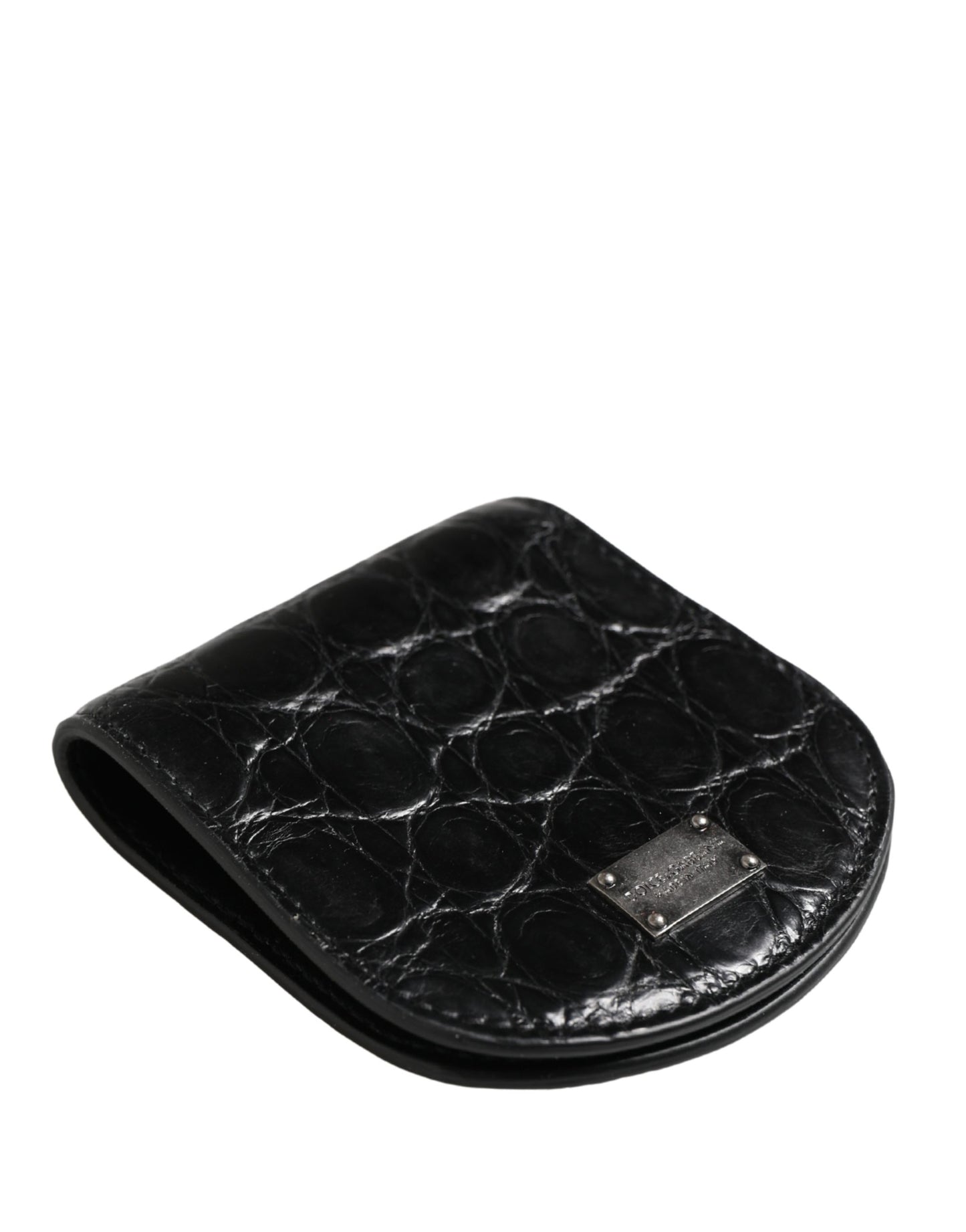 Dolce & Gabbana Black Exotic Skin Condom Case Holder Pocket Wallet