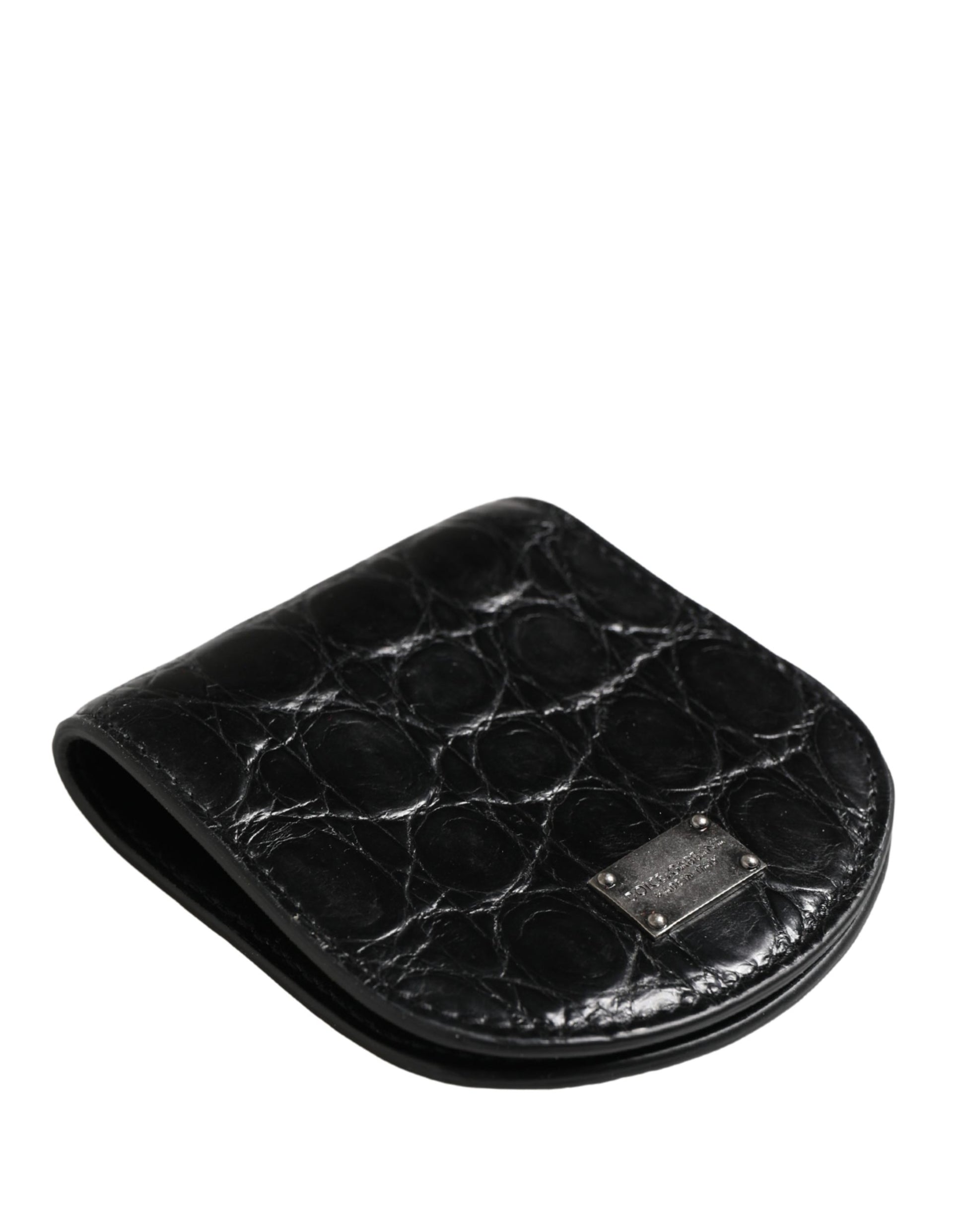 Dolce & Gabbana Black Exotic Skin Condom Case Holder Pocket Wallet