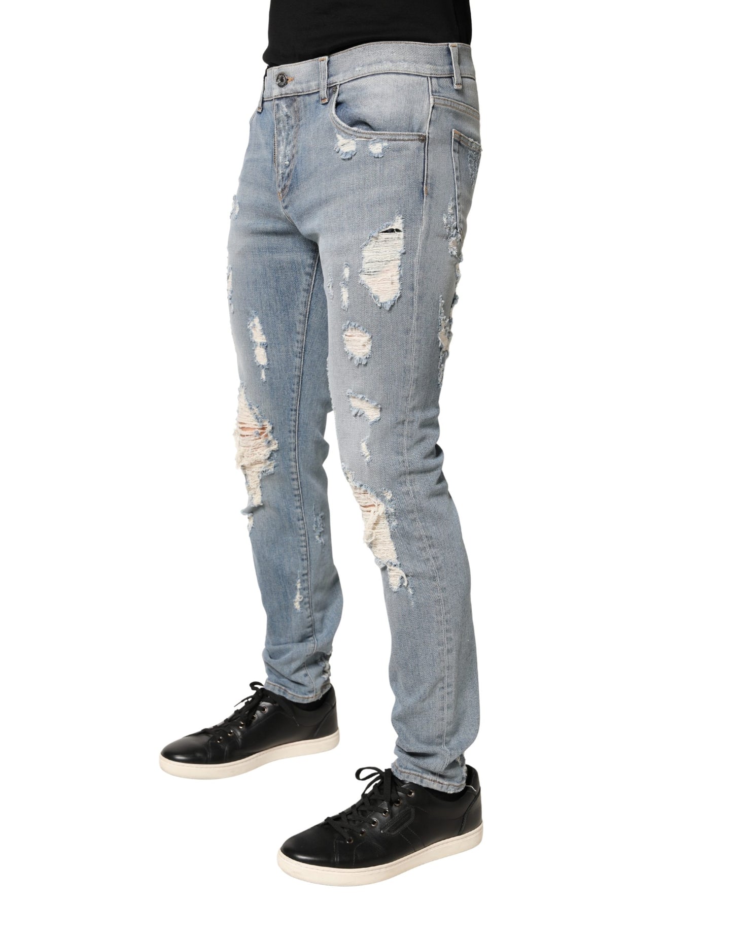 Dolce & Gabbana Light Blue Distressed Skinny Men Denim Jeans