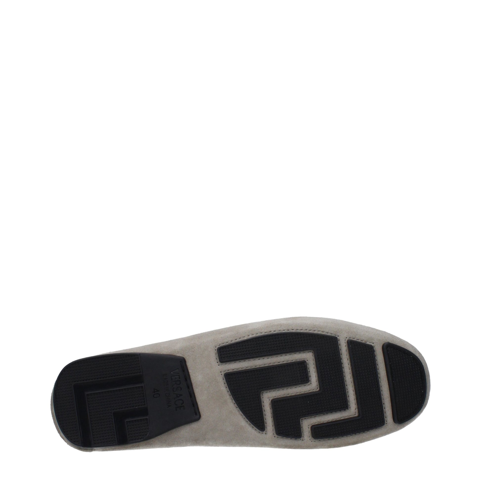 Versace Gray Leather Slip-On Loafers