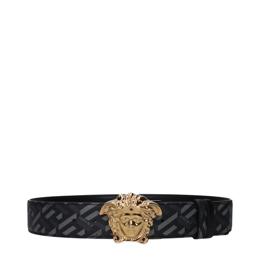 Versace Gray Polyester Regular Belt